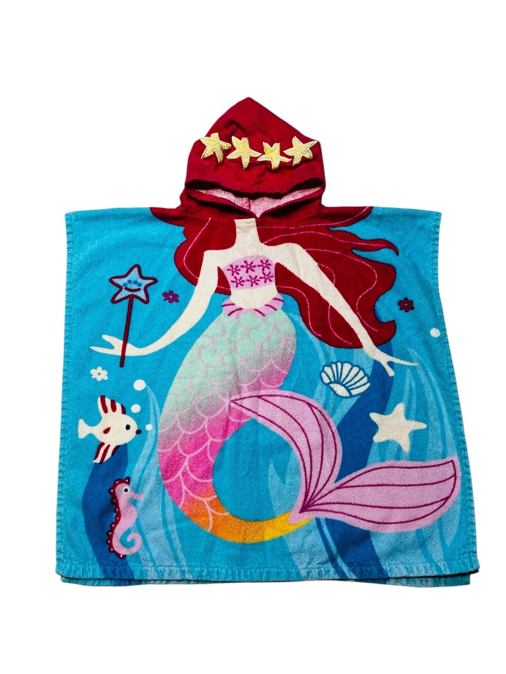 Mainstays Kids Hooded Towel with Pink Trim and White Body